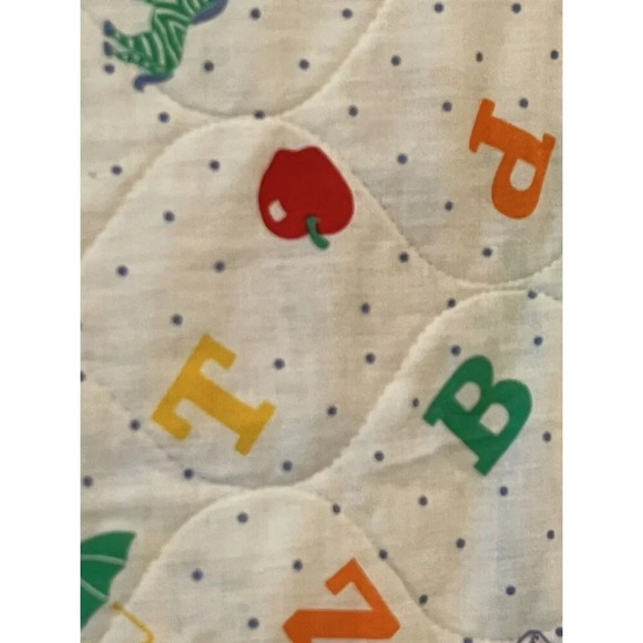 Vintage Baby Blanket/yellow/Satin Trim/Teddy Bear/ABC’s/Blocks/Boy/Girl 35”x44” - Picture 11 of 16